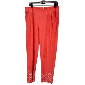 Chicos 2 Weekends Coral Pull-On Pants White animal print Hem Size large Womens